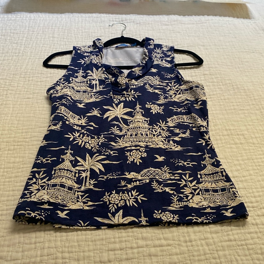 J. McLaughlin Blue and White Patterned Tank Top and skort set